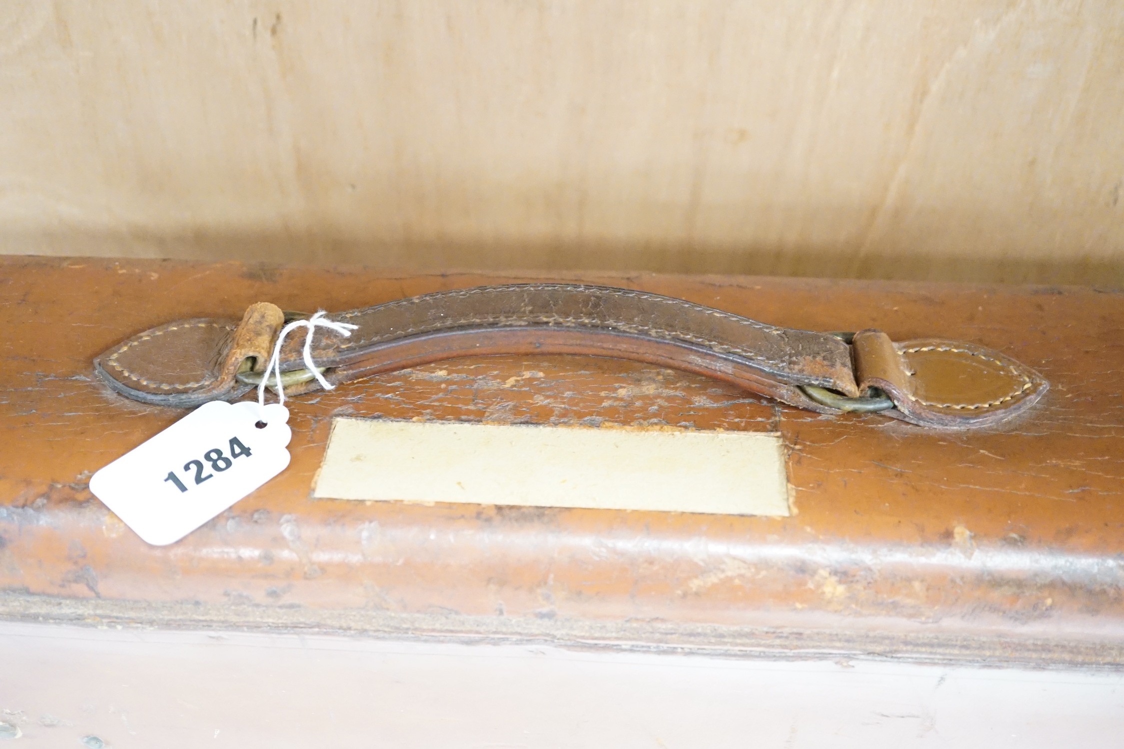 A Purdey Lightweight Reg. No. 727366 brown leather gun case. 79cm wide